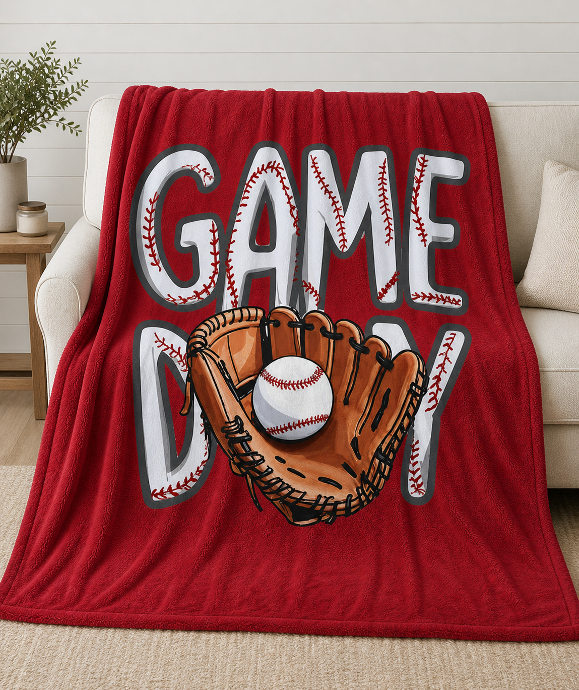 Game Day Baseball Blanket – Cozy Sports Throw for Baseball Moms & Fans – 50x60 Soft Fleece Game Day Blanket