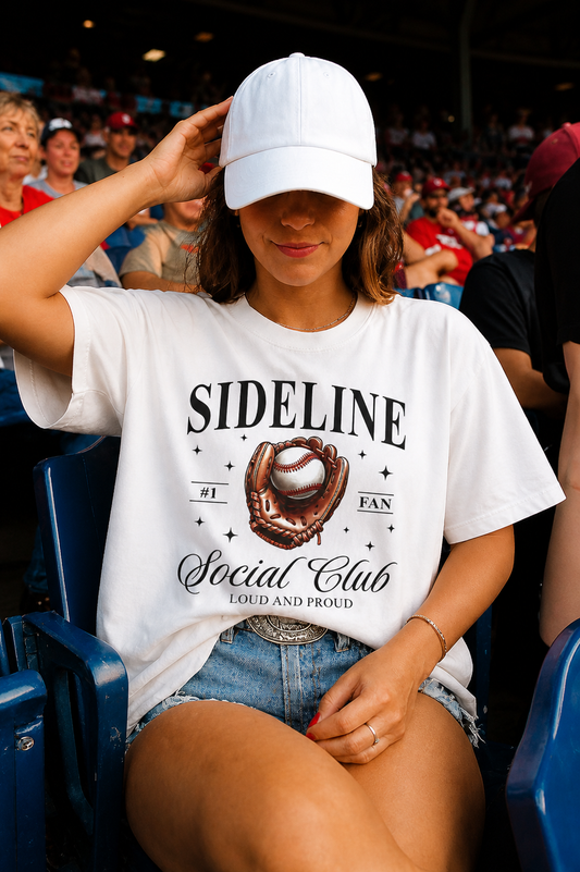 Sideline Social Club Shirt – Baseball Mom Tee – Game Day Shirt – Vintage Baseball Graphic Tee – Sports Mom Shirt – Unisex T-Shirt