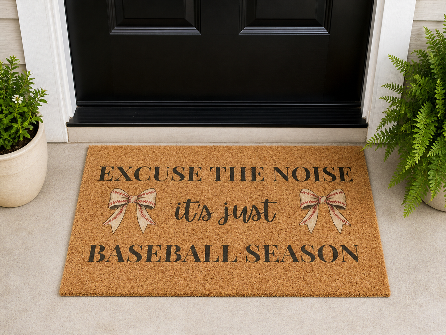 Baseball Season Doormat – Funny Baseball Welcome Mat – Sports Family Doormat – Front Porch Rug – Baseball Mom Gift – Outdoor Coir Mat