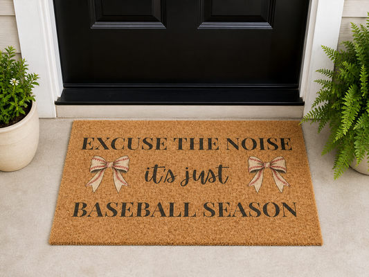 Baseball Season Doormat – Funny Baseball Welcome Mat – Sports Family Doormat – Front Porch Rug – Baseball Mom Gift – Outdoor Coir Mat