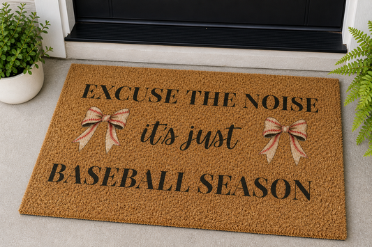 Baseball Season Doormat – Funny Baseball Welcome Mat – Sports Family Doormat – Front Porch Rug – Baseball Mom Gift – Outdoor Coir Mat