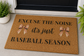 Baseball Season Doormat – Funny Baseball Welcome Mat – Sports Family Doormat – Front Porch Rug – Baseball Mom Gift – Outdoor Coir Mat