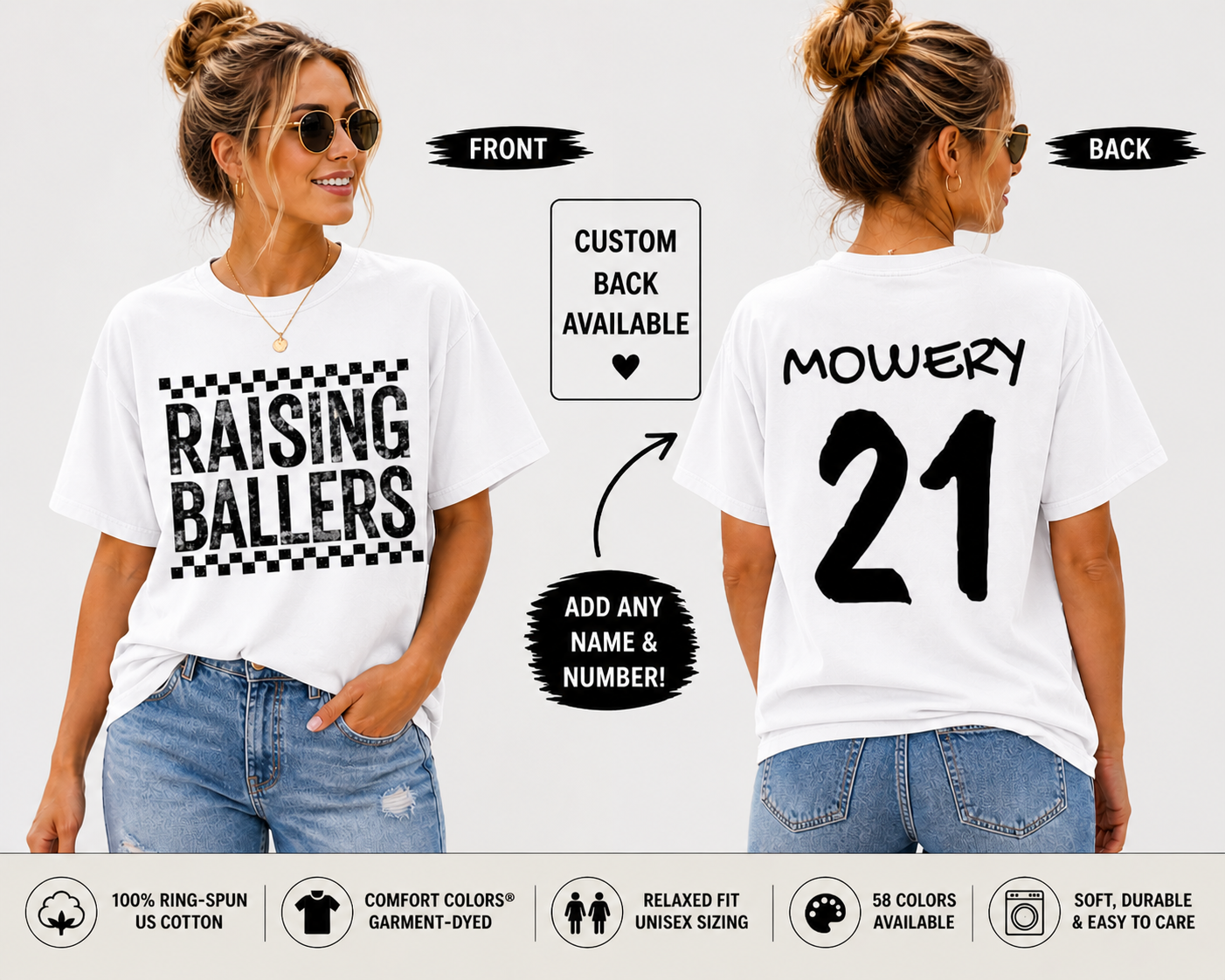 Custom Baseball Shirt – Personalized Name & Number Tee – Game Day Shirt – Baseball Mom Shirt – Sports Fan Tee – Unisex Garment-Dyed T-Shirt